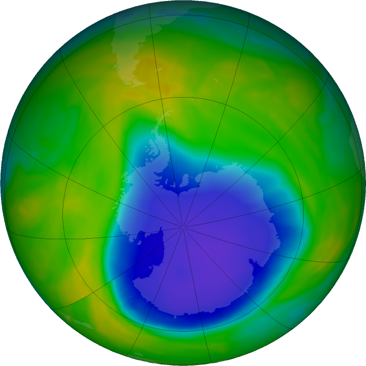Antarctic ozone map for 14 November 2023